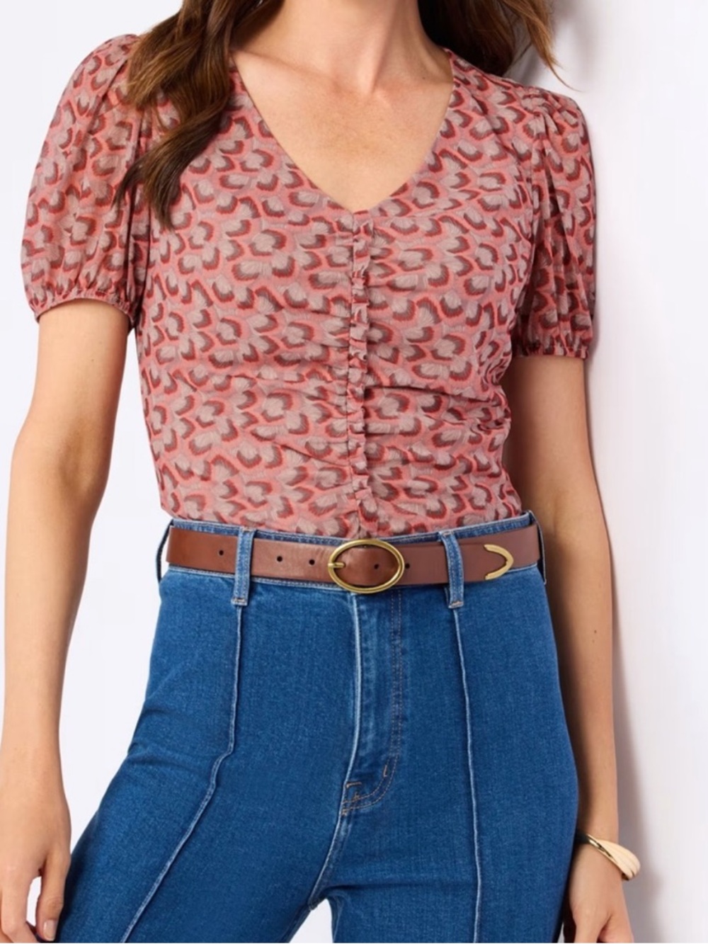 Les Serein Averie Short Sleeve V-Neck Top Size S NWT